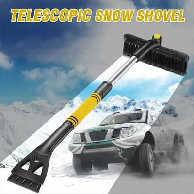 Spazzola universale per pala da neve Spazzola rotante telescopica per vetro per auto Strumento per la pulizia antighiaccio 3 in 1 Strumenti di lavaggio per raschietto per ghiaccio staccabile per neve
