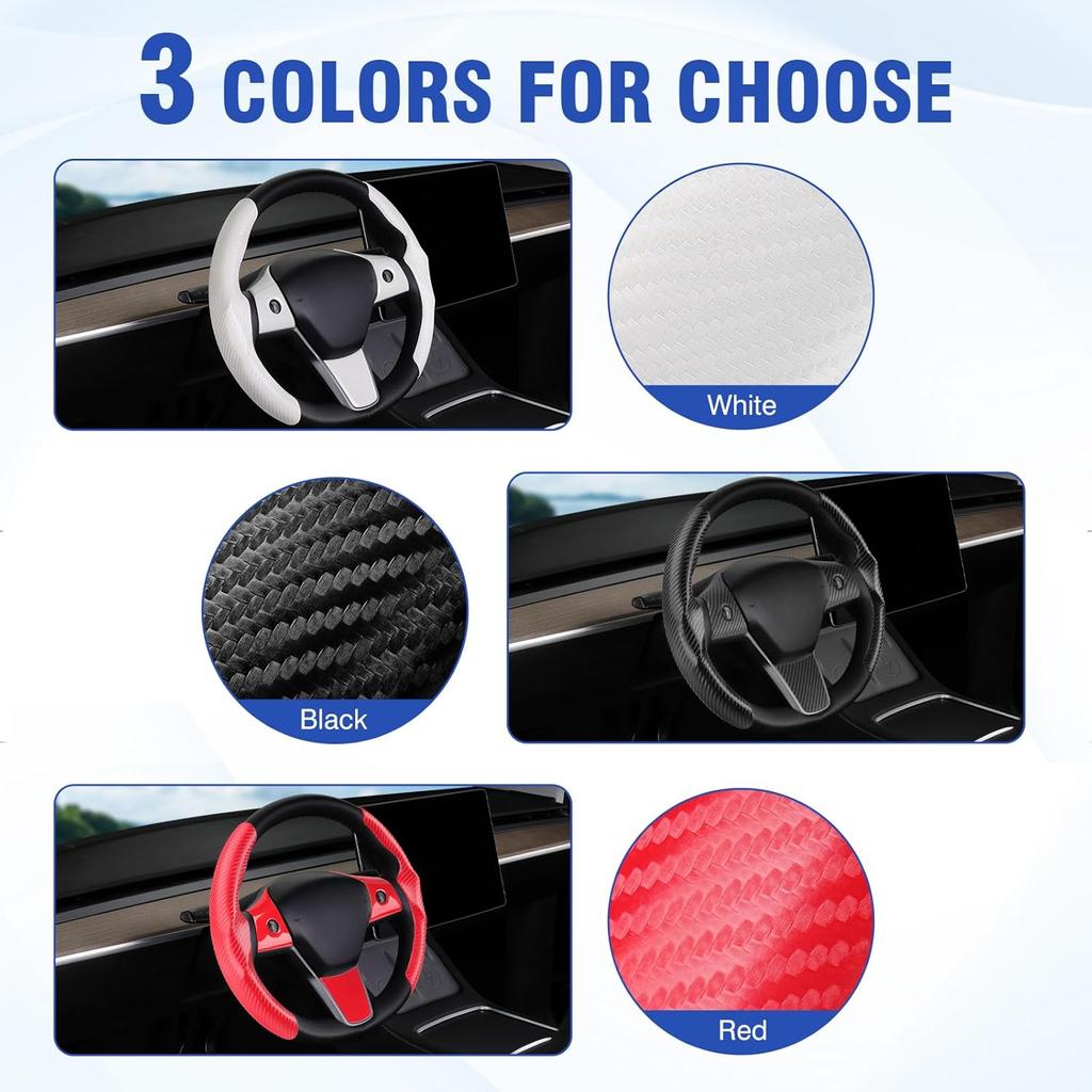Steering Wheel Cover For Telsa Model 3/Model Y Accessories Carbon Fiber Steering Wheel Cover Protector Anti-Slip, Comfortable Grip, Breathable, Model