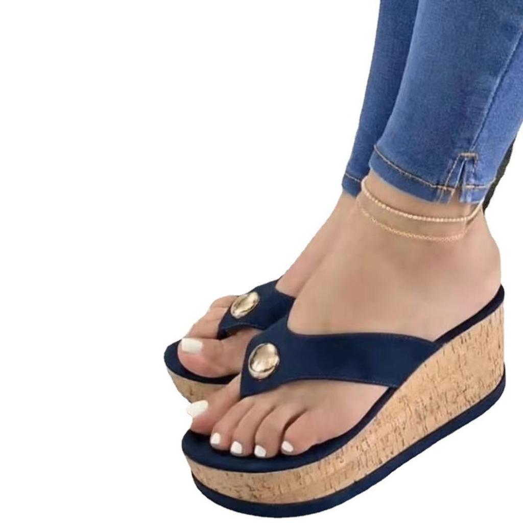 Fashion Sandales À Semelles Compensées Pour Femmes, Chaussures D'été, Grande Taille, Pour La Plage, Collection 2024