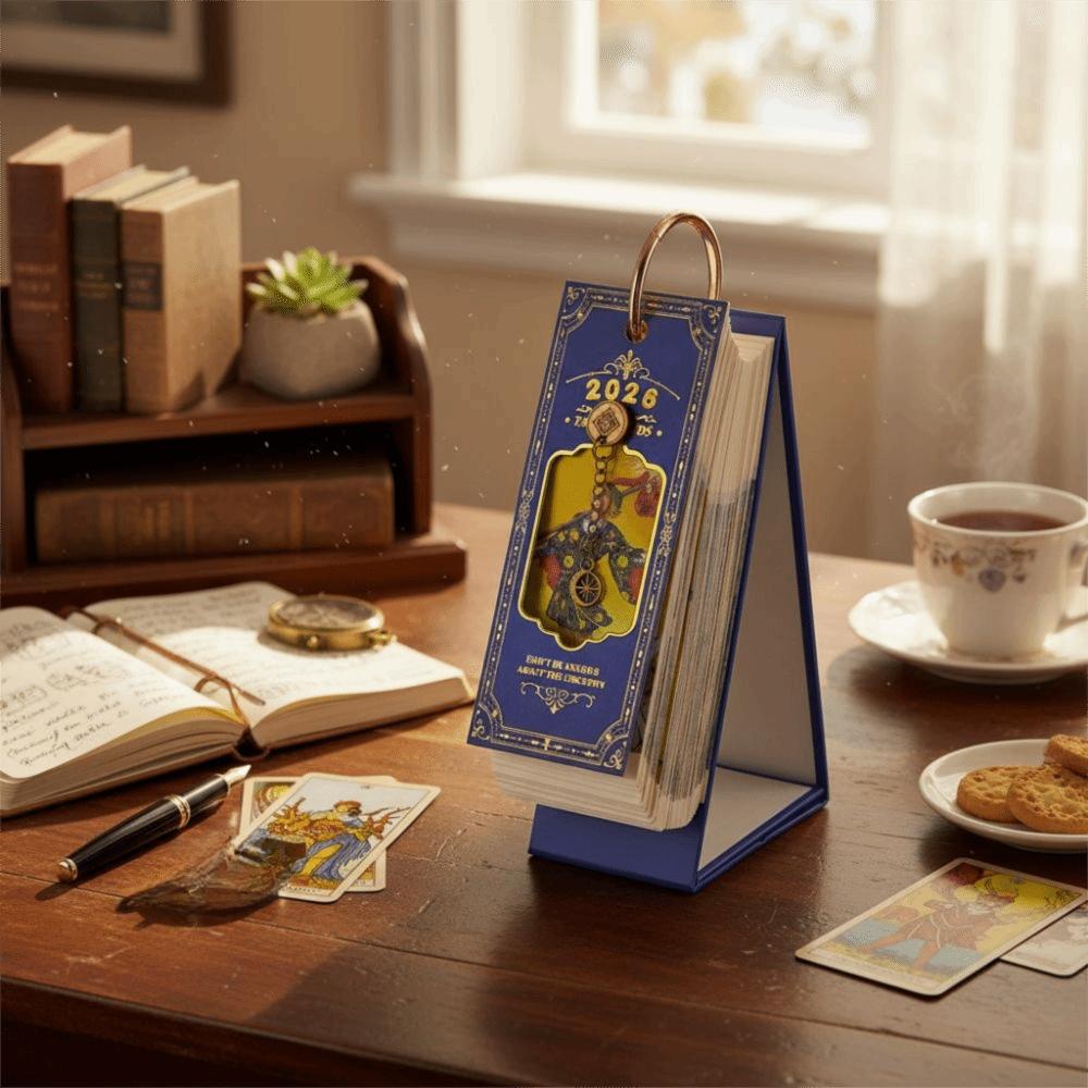 Gold Ring Binding 2026 Card Calendar Vintage Oil Painting Daily Planner New Year Theme