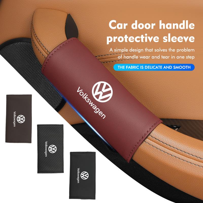 RUN1 Car Door Inner Handle Protector Armrest Handle Decor Cover For Volkswagen VW Scirocco Passat Polo B5 B6 B7 CC Tiguan Sharan