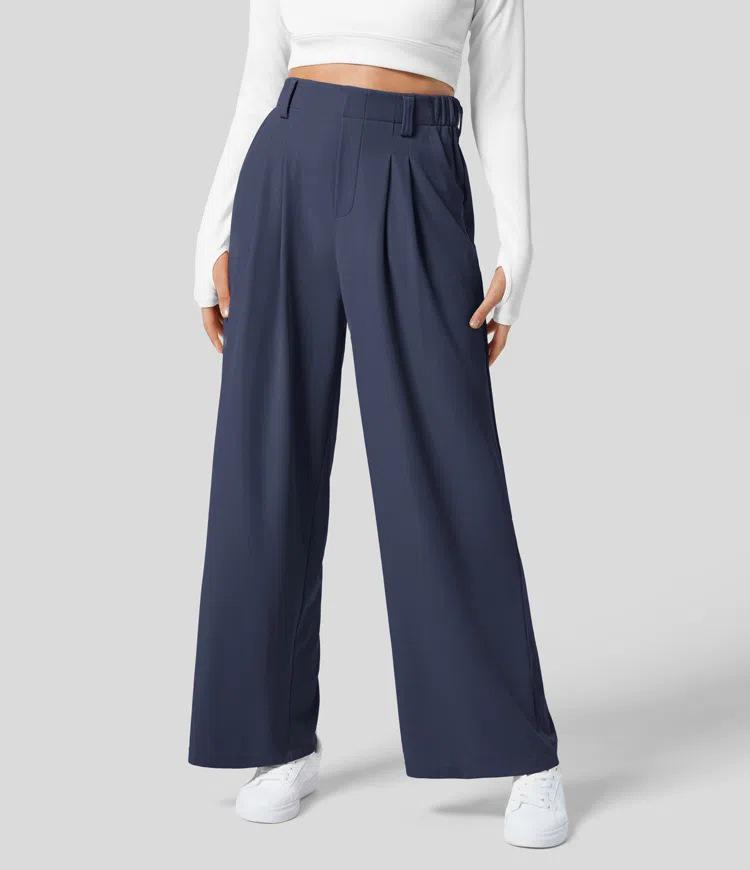 Women's High Waist Wide Leg Drape Pants - Versatile, Casual, Long and Loose Fit