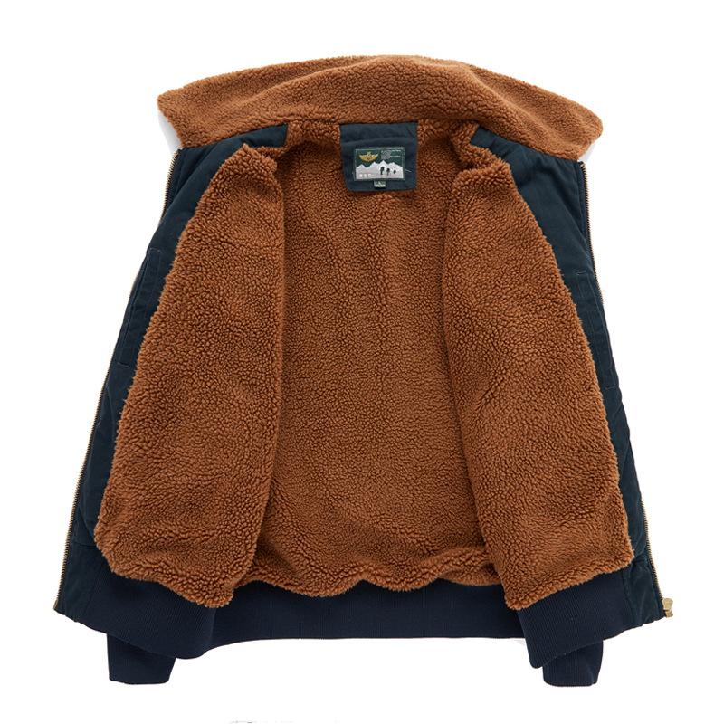 Winter Flight Jacket Men's Imitation Lamb Wool Padded Jacket Lapel Overalls Fleece Thickened Loose Thermal Padded Jacket