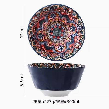 

New Bohemian Style Ceramic Household Dishes with Handles Bowls Dishes and Household Dishes Set