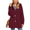 Fleece Jackets for Women Oversized Button Down Fuzzy Hooded Coat Casual Long Sherpa Outerwear with Pockets