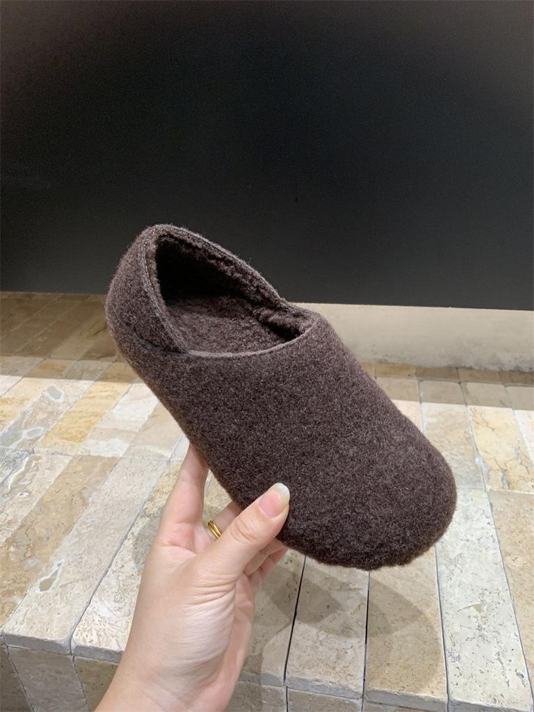 Niche inner heightening velvet Birkenstocks, autumn and winter one-pedal lazy Boken gray fluffy single shoes
