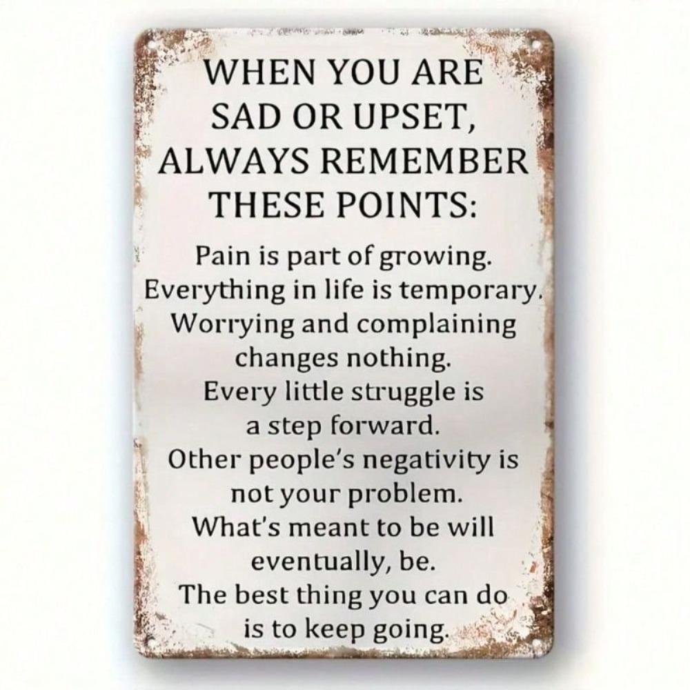 Vintage Metal Poster Motivational Quote Wall Decor for Home Cafe