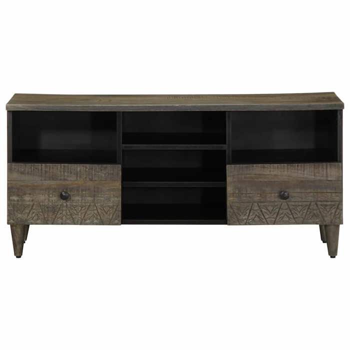 VidaXL Meuble TV noir 100x33x46 cm bois massif de manguier, banc TV, meuble télé, meuble multimédia, buffet TV, meuble hifi, 4017810