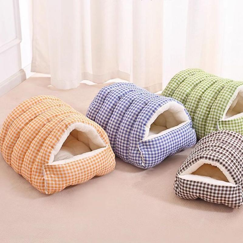 Winter Warm Cat Bed Thickened Semi-Enclosed Design Foldable Pet Dog Sleeping Bed Removable and Washable Small Pets Nest