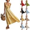 Women's Casual And Fashionable V-neck Lace-edged Flared Sleeve Dress