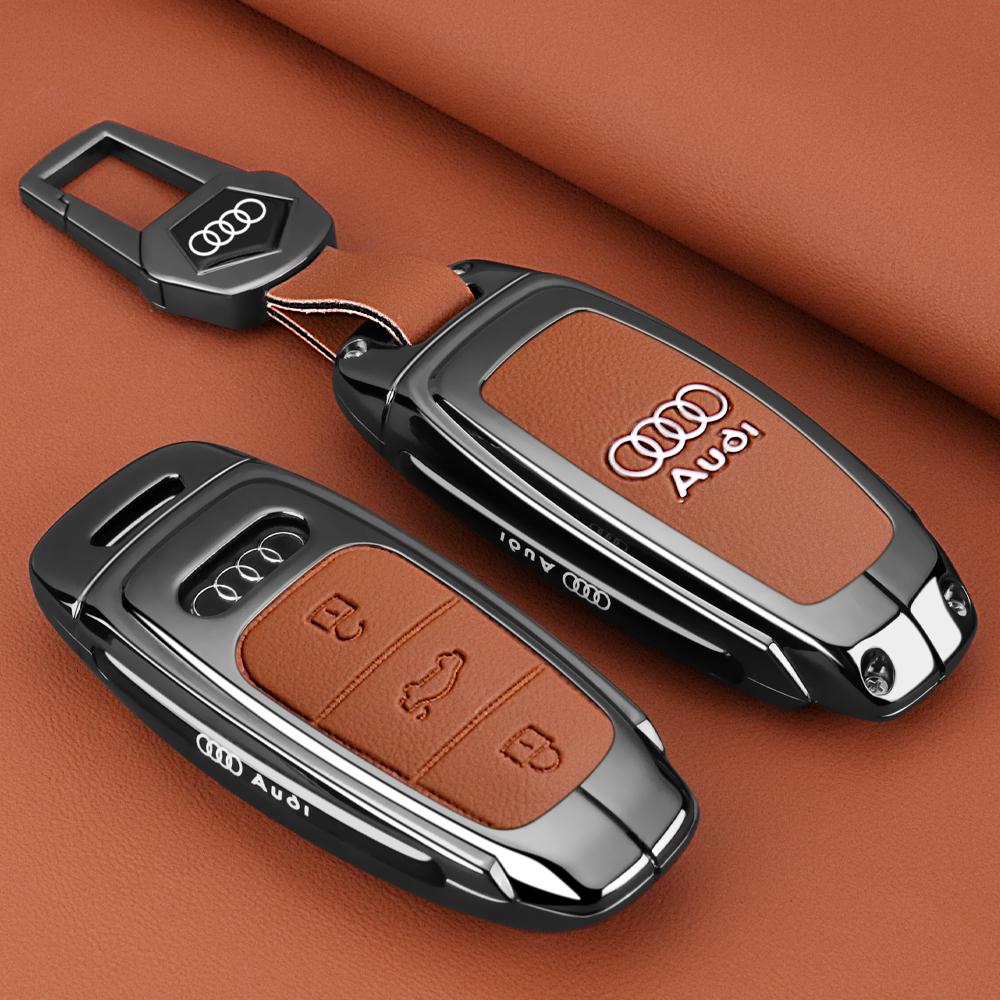 Leder Schlüsseletui Schale Schnalle Auto Schlüsselhülle für Audi A3 A4 B9 A6 A7 4K A8 E-tron Q5 Q8 C8 D5 SQ8 Auto Fernbedienung Schale