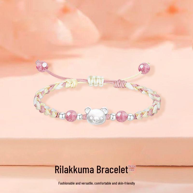 Sterling Silver S999 Rilakkuma Heart Bracelet - Romantic & Stylish Design