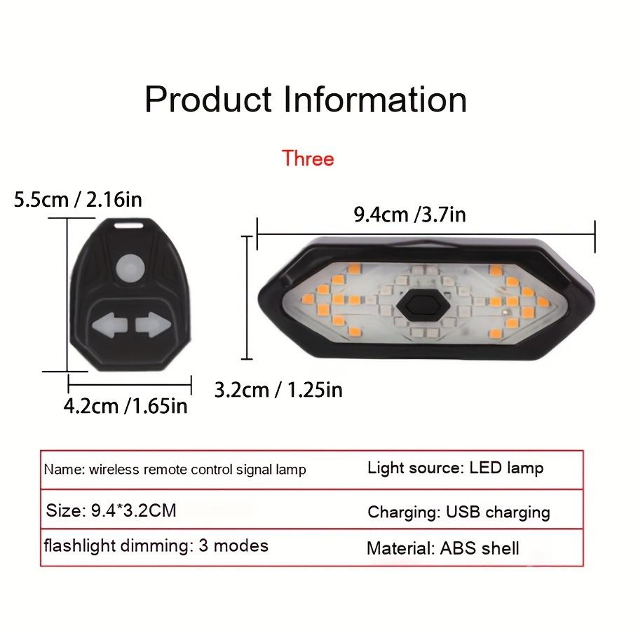 Bicycle Turn Signal Taillight, USB Rechargeable Wireless Remote Control LED Bicycle Light, Cycling Equipment