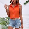 Damesmode Casual Lente Zomer Effen Kleur Print Mouwloos POLO Hals Blouses & Shirts