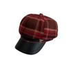 English Plaid Octagonal Hat Children Autumn and Winter Woolen Beret Literary Retro Versatile Face Small Newsboy Painter Hat