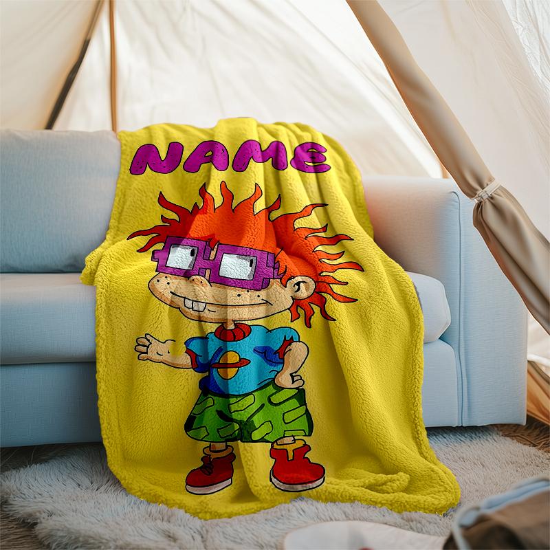 Personalized Custom Name Blanket - Rugrats Print Design,Blanket for Sofa,Bed,Travel,Camping - Soft and Warm, Great Gift