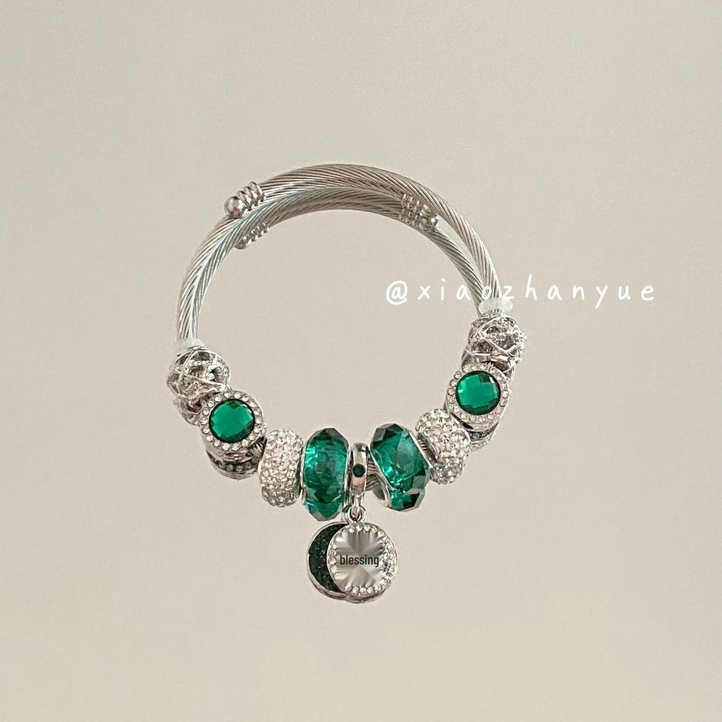 Panjia Dora Women's Stainless Steel Beaded Bracelet - European American Versatile Luxury Jewelry