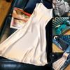 Women Nightdress Solid Color Satin V Neck Spaghetti Strap Backless Sleeping Sleeveless Plus Size Night Dress Women Garment