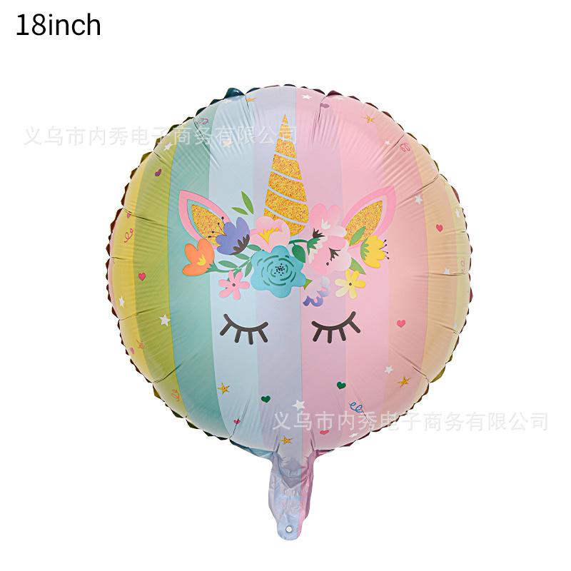 Large Unicorn Balloon Birthday Party Decorative Horse Head Balloon Closed Eyes One-Horned Horse Aluminum Film Balloon