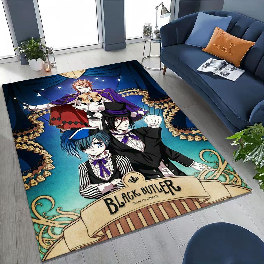 Anime Black Butler Sebastian Ciel Cartoon Cartoon Rug for Bedroom Living Room Sofa Home Doormat Decor,Kids Non-slip Floor Mat