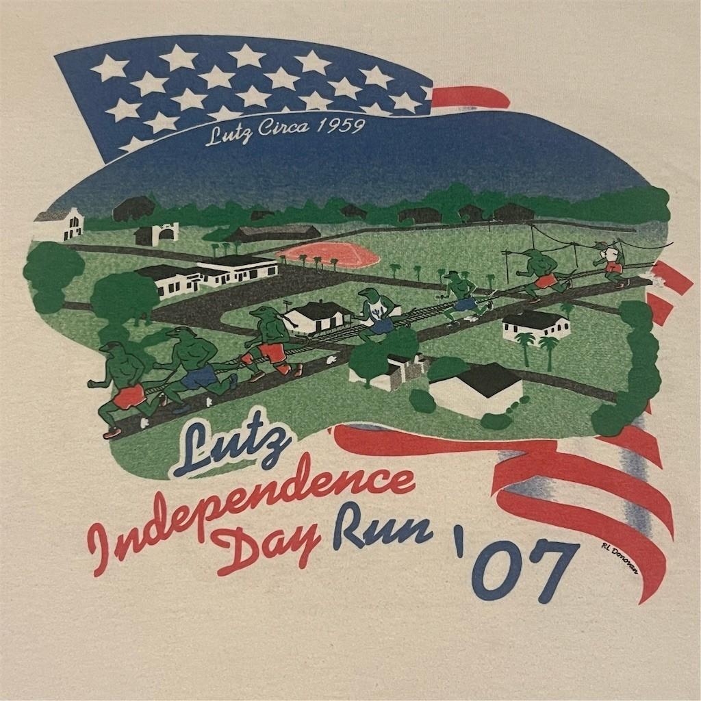 Gildan Lutz Florida Independence Day Run 2007 Graphic T-Shirt White Unisex M M