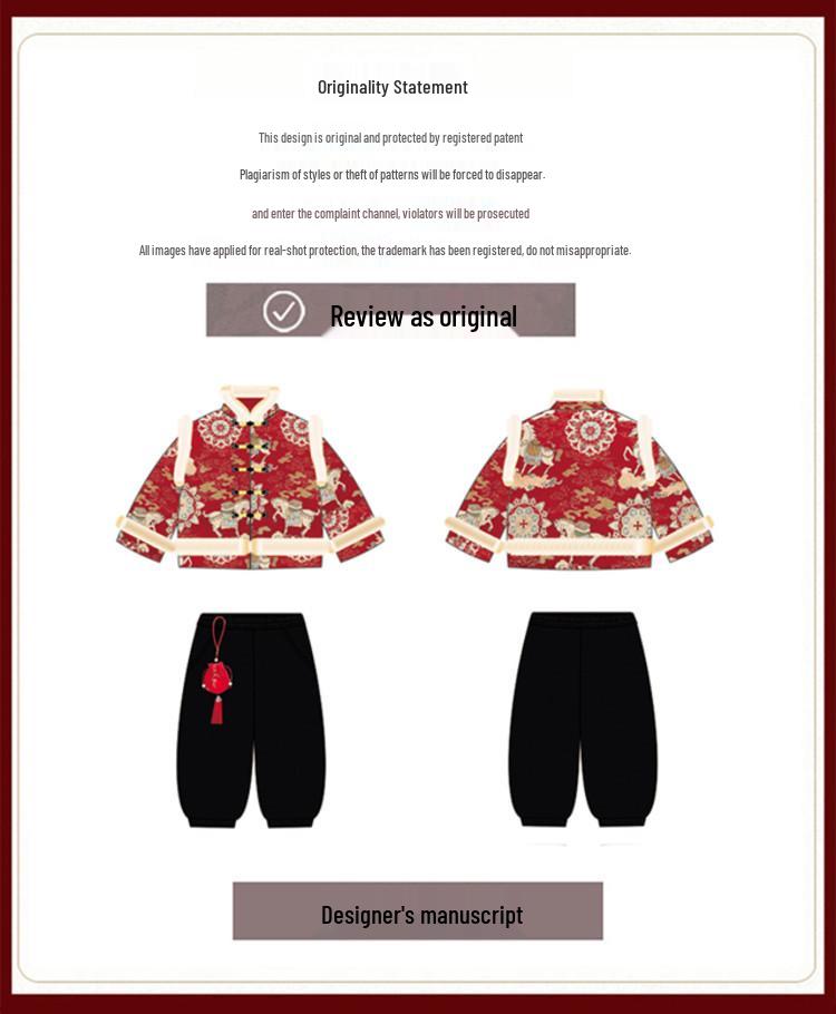 Girls' Winter 2025 New Year's Outfit with Fur Trim - Festive Baby Girl Clothing Set