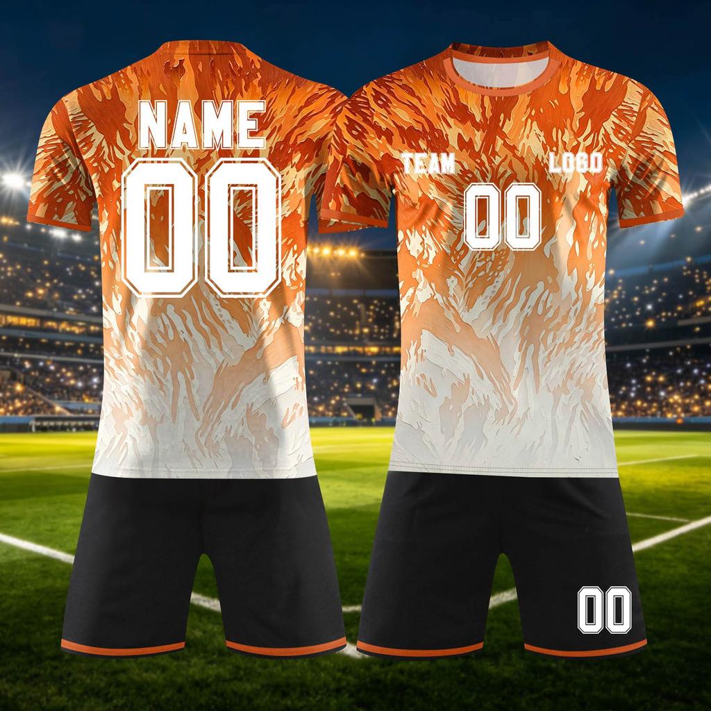 Customizable DIY Two Piece Sports Jersey Set with Short Sleeve Shirt and Shorts for Team or Individual Use