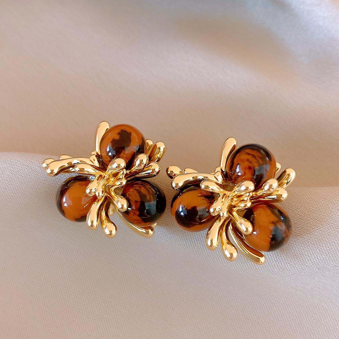 Майярдский Ветер Камень Тигровый Глаз Цветок Серьги Серьги Мода Личность Универсальные Серьги Оптом