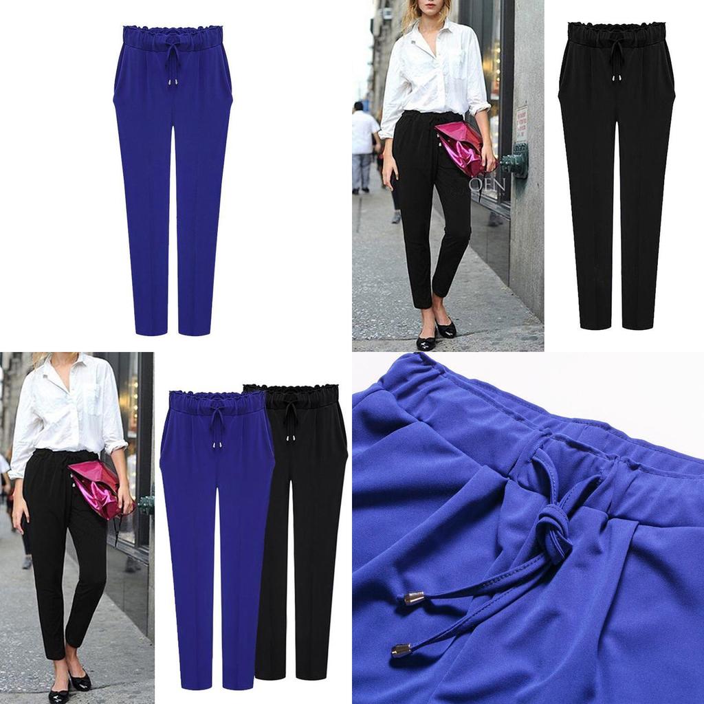 Comfortable Women Harem Pants Long Trousers With Drawstring And Breathable Fabric