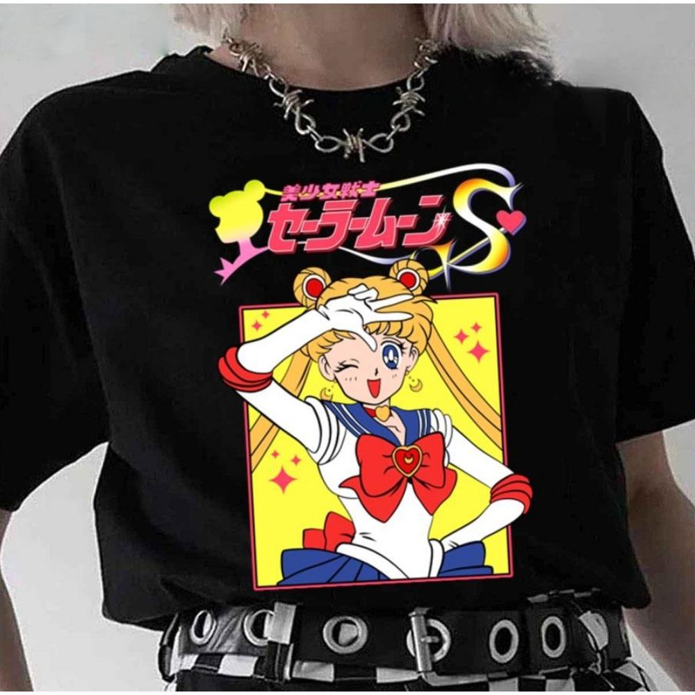 Sailor Moon Retro 90s Anime Graphic T-Shirt for Boys Girls Cotton Fans Gift Summer Crew Neck Short Sleeve Tops