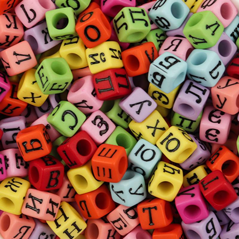 100Pcs/Lot Trendy Acrylic Square Alphabet Beads Large Hole Letter Loose Spacer Bead Jewelry Handmade Bracelet Making Supplies
