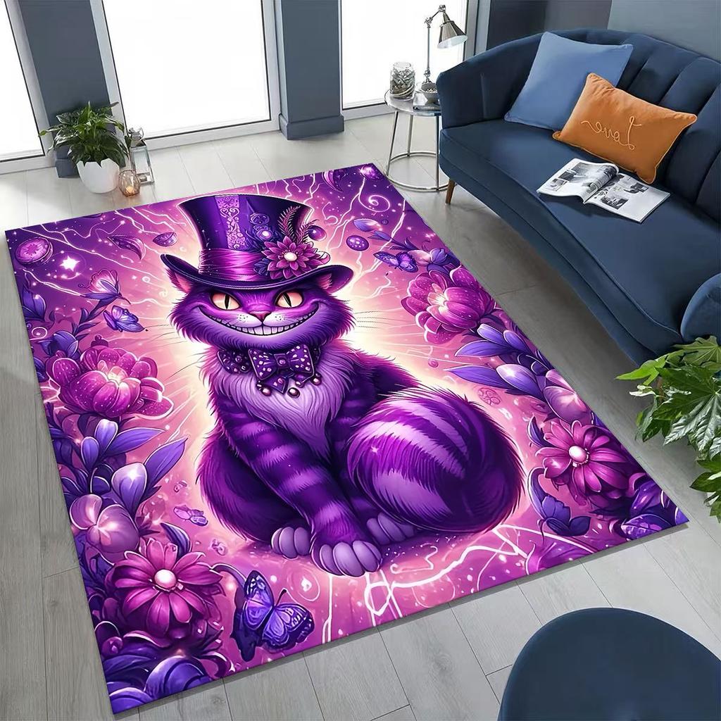 Dream Cheshire Cat Alice in Wonderland Cartoon Rug for Bedroom Living Room Sofa Home Doormat Decor, Large Kid Non-slip Floor Mat