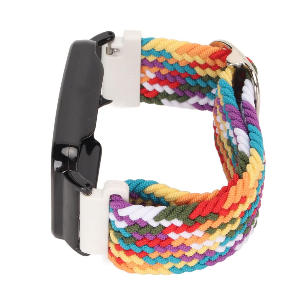 Stretch Nylon Braided Watch Strap Band with Protective Bumper Case Accessory Fit for Mi Band 7 Pro Multicolor and Black