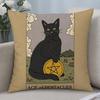 Art Tarot Card Cat Cushion Cover Cushion Covers Natural Linen Breathable Sofa Bedroom Decor Pillowcase