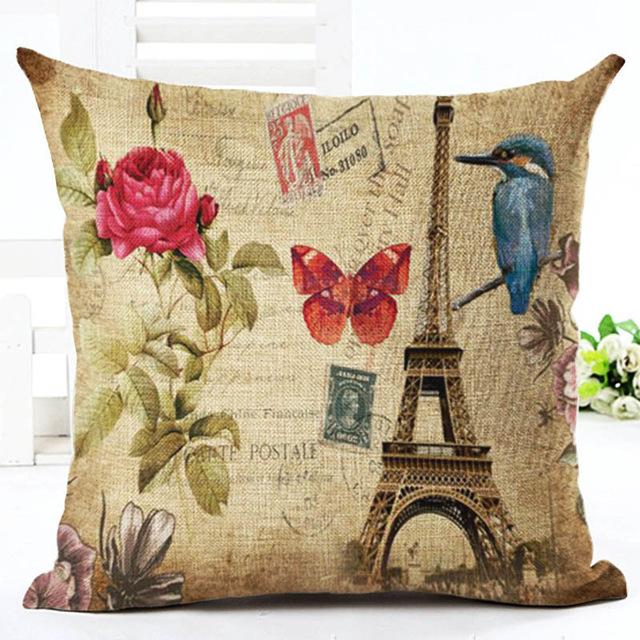 European Building Cushion Cover Cotton Linen Pillow Case American Painting Sofa Decorative Pillowcase Home Accessories Cover