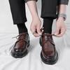 Four Seasons Platform Lace-up Round Head Casual Leather Shoes Men's Business Fashion Dress Youth Men's Shoes Wedding Shoes
