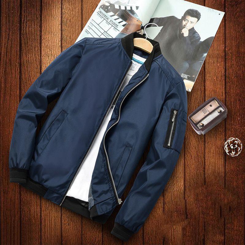 Men's Spring Plus Size Stand-up Collar Sports Jacket Youth Casual Stylish Round Hem Jacket