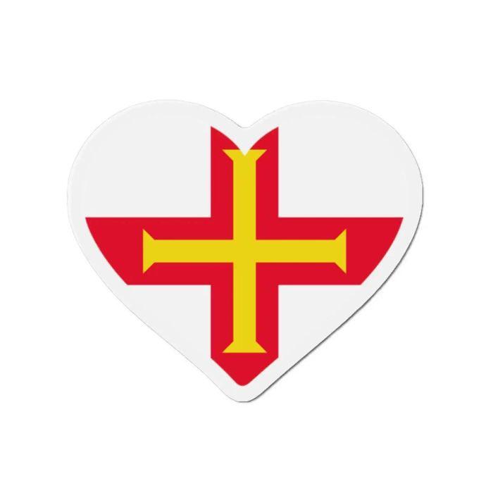 Aimant Coeur Drapeau Guernesey - Multicolore - 10 cm - 50 pièces - Résine synthétique - Mixte
