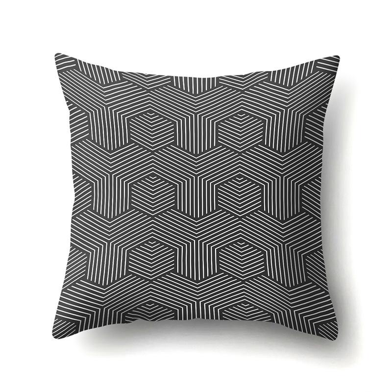 Gray Nordic Retro Ins Light Luxury Polyester Pillowcase Car Decoration Home Printed Waist Rest Pillowcase