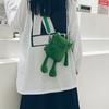 Lässige Cartoon-Umhängetasche, süßes Grün für Frosch, Umhängetasche, Messenger Bag, Plüschtasche, Handtasche für Familientreffen