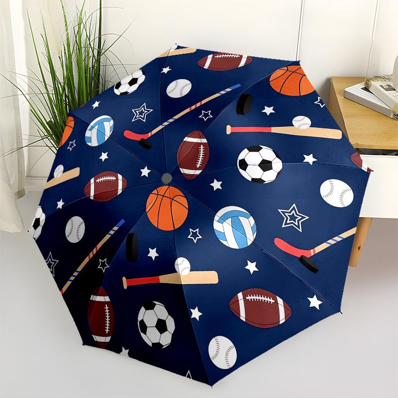 

1pc Sports Balls Pattern Umbrella with Plastic Handle,Vibrant Cartoon Pattern,Multi-functional UmbrellaB2028