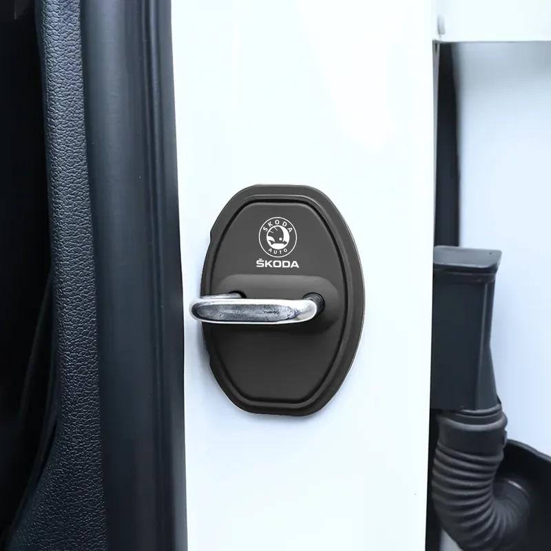 2/4 Stück Auto Silikon Türschloss Abdeckung Schutzkappe Aufkleber Zubehör für Skoda Rapid Octavia A5 RS Kodiaq Fabia A7 Kamiq Karoq