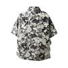 Black & White Tropical Leaf Print Cuban Collar Short Sleeve Shirt - Trendy Hong Kong Style Loose Casual Top