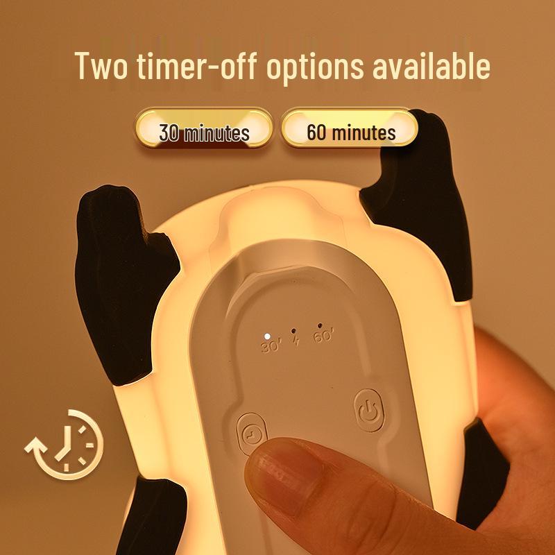 Panda Rechargeable Dimmable Timer Ring Light - Children's Creative Gift Silicone Lamp