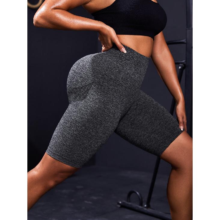 High Waisted, Hip Lifting, Plus Size Sports Shorts, Seamless, Tight Fitting, Hip Lifting Yoga, Quick Drying, High Stretch Fitness Shorts For Women