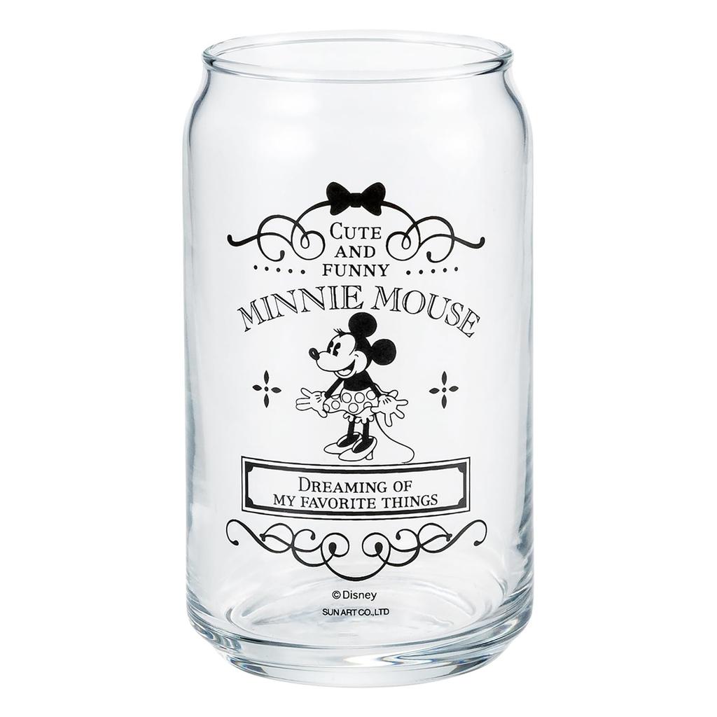 Sun Art Disney Minnie Mouse Glass Made In Tin-Shaped Tumbler, Approx. 360ml, Japan, SAN4045-3