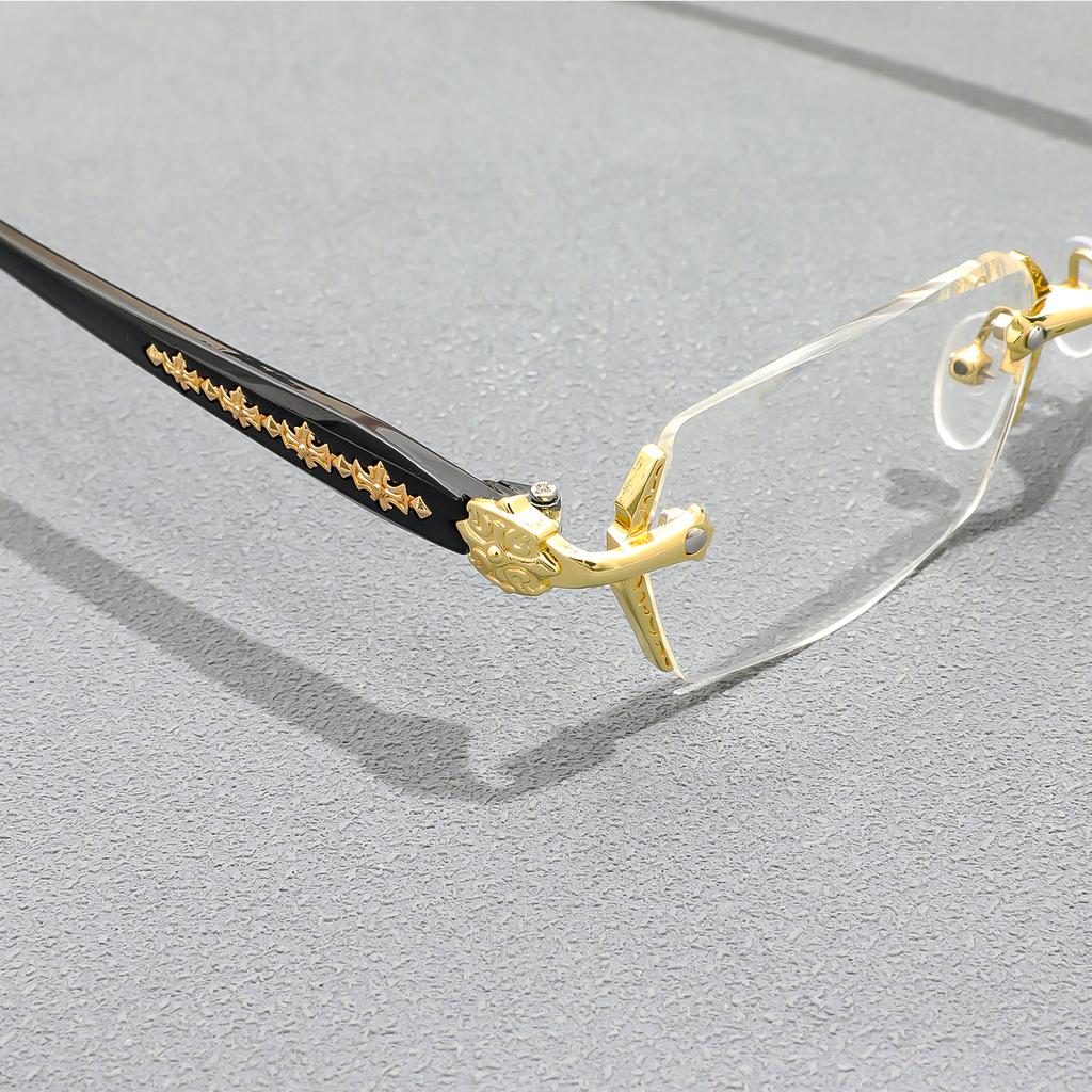 Retro Rimless Reading Glasses For Men Women Blue Light Blocking Presbyopic Glasses Stylish Design