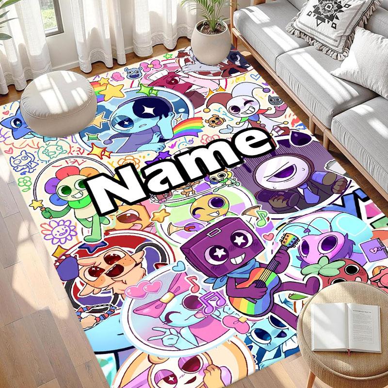Custom Name Personalized Dandy's World Print Carpet, Versatile Home Decor Rug, for Playroom, Apartment, Balcony, Entryway, Hallway Gift
