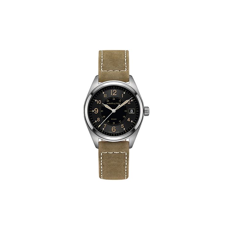 HAMILTON Montre  Khaki Field Series Mouvement Quartz &Eacute;tanche 50m Bo&icirc;tier Acier Inoxydable Cadran Noir 40mm Montres Homme H68551833 Regular Watch Box,Black Dial Gray Strap