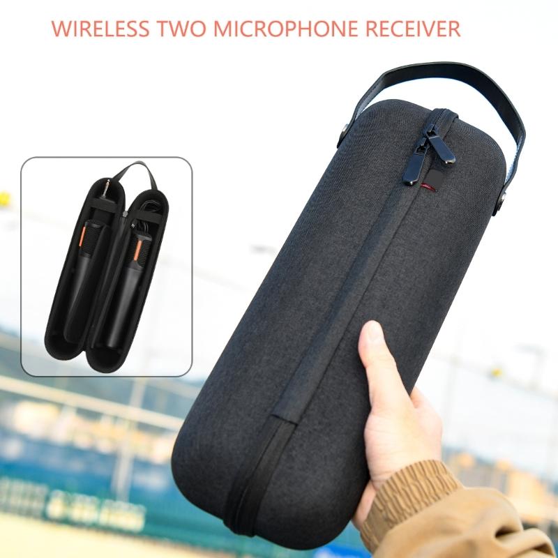 Portable EVA Case Carrying Storage Bag for Wireless Two Microphones Receiver for Travel Office Home, Case Only